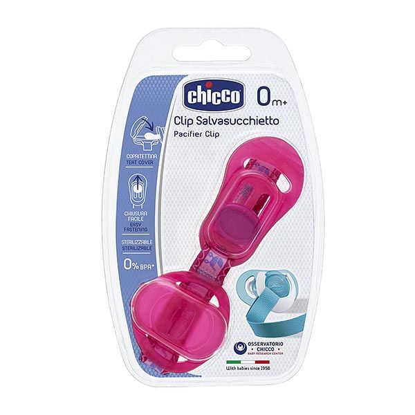 CHICCO PACIFIER CLIP PINK